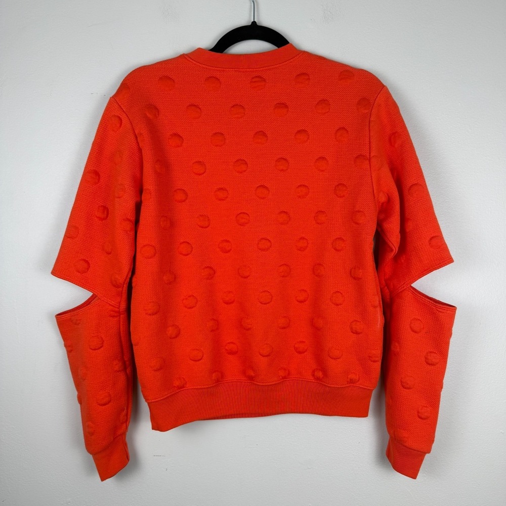 Joy Lab Sweatshirt Womens Small Orange Textured Polka Dot Cut-Out Elbow Crewneck - Picture 2 of 15